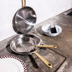 Pack Brigade - set de 3 poêles en inox avec manches dorés - Édition limitée